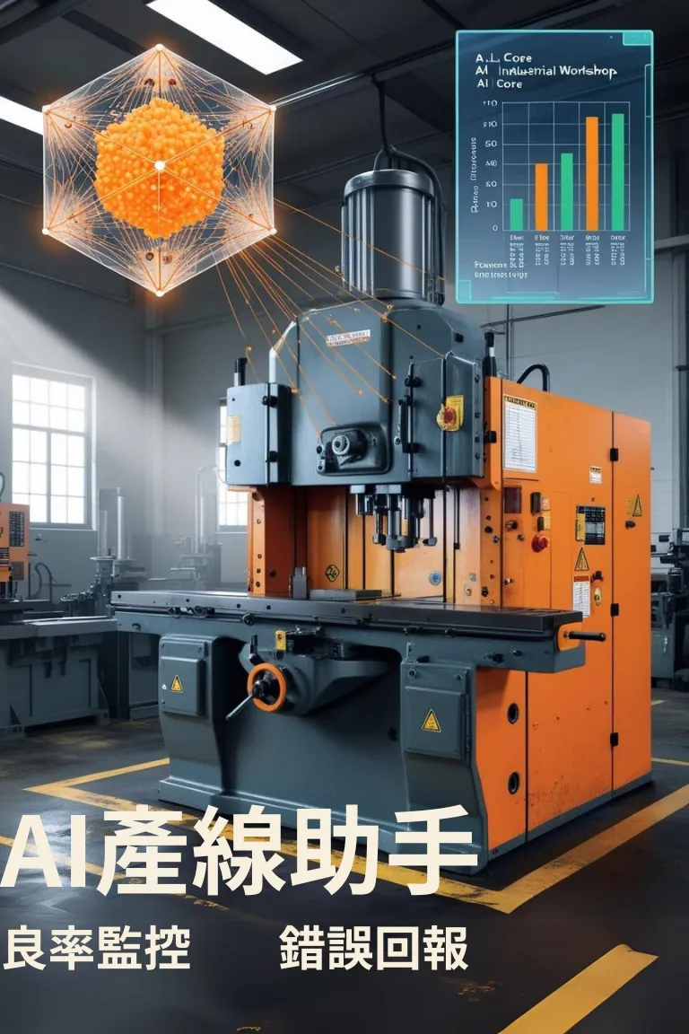 Industrial machine integrated with AI technology in a modern workshop